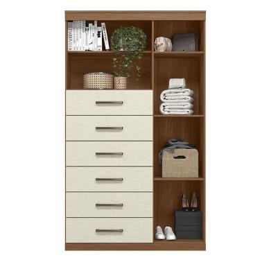 Imagem de Comoda 1 Porta 6 Gavetas Marabá Jatobá Areia Acetinado - Santos Andirá