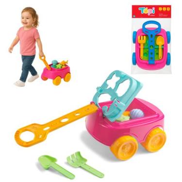 Imagem de Carrinho Infantil 2x1 Brinquedo Encaixar Praia Passeio C/ Pá - Cardoso