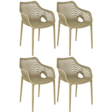 Imagem de Kit 4 Cadeiras De Jantar Design Suits Com Braços Empilhável Em Polipropileno - Nude