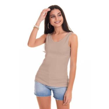 Imagem de Regata Ribana Canelada 2x1 c/ Elastano e Decote "V" - Serena, P, Sorti