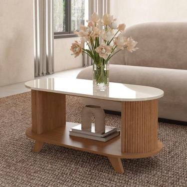 Imagem de Mesa de Centro Vivaldi Canelado Cinamomo/Off White - Artely Móveis, Be