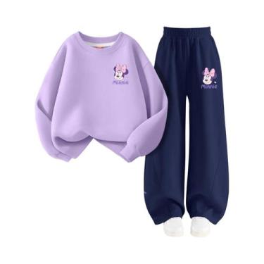 Imagem de Conjunto De Moletom Infantil Com Estampa Da Minnie Da Disney, 2 Peças,