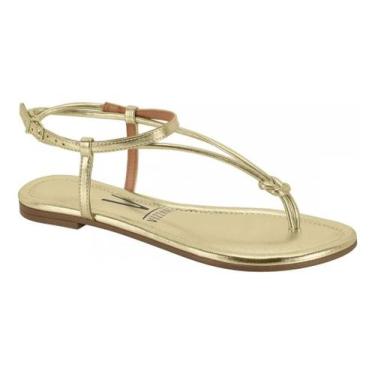 Imagem de Sandália rasteira feminina vizzano 6235.1816 básica leve, Dourado, 35
