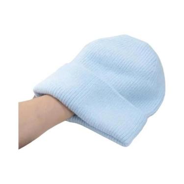 Imagem de Chapéu Feminino de Malha com Pele de Coelho - Quentinho para o Inverno