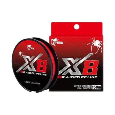 Imagem de Linha De Pesca Trançada PE Vermelha De 8 Fios 150m Não Desbota Suave M