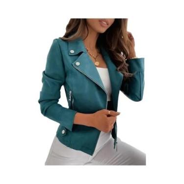 Imagem de Jaquetas Casuais Femininas De Tamanho Grande Com Zíper Em Cores Sólida