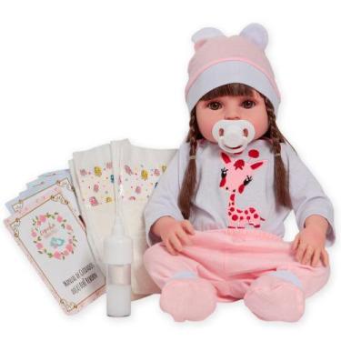 Imagem de Boneca Reborn Realista Silicone Menina Girafinha 46cm Fofa - Cegonha R