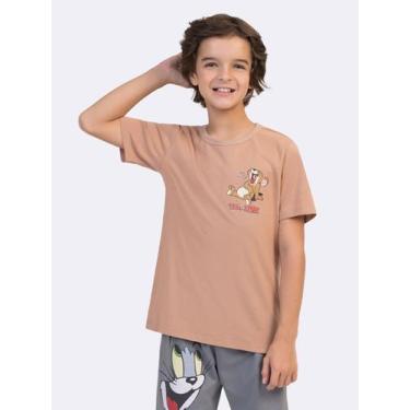 Imagem de Pijama Manga Curta Infantil Masculino Tom & Jerry Pop, Marrom, 2, Meni