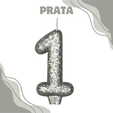 Imagem de Vela de Aniversário Para Bolo Shine C/Glitter - Crgfestas, Prata, 0