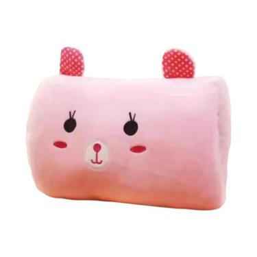 Imagem de Almofada De Pelúcia Urso Rosa Com Luvas Aquecedoras De Mãos, Almofada 