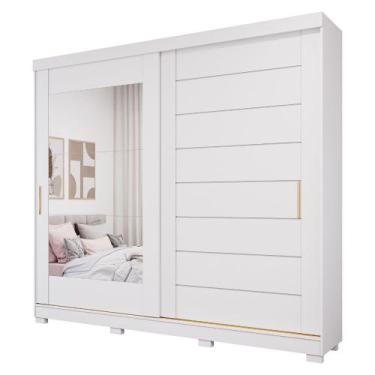 Imagem de Guarda Roupa Veneza 2 Portas Correr Espelho Kit Pé MDF - Panan, Branco