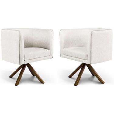 Imagem de Kit 02 Poltronas Betina Giratória Giromad Viscolinho Off White - Nexta Casa