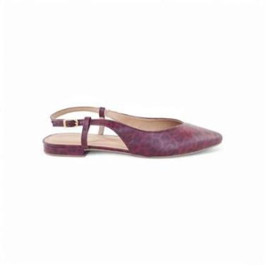 Imagem de Mule Slingback Feminino Joice Marsala em Onça Elegante e Macio Sapato Numeração Grande-Masculino