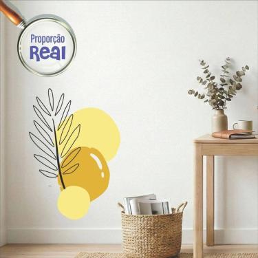Imagem de Adesivo Floral Boho Amarelo Estilo Nórdico 55x80 Minimalista Mod.02