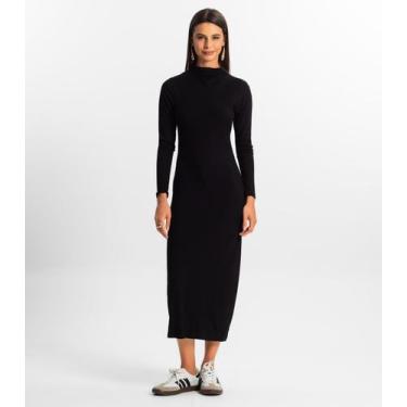 Imagem de Vestido Manga Longa Feminino Rovitex Preto, P, Preto