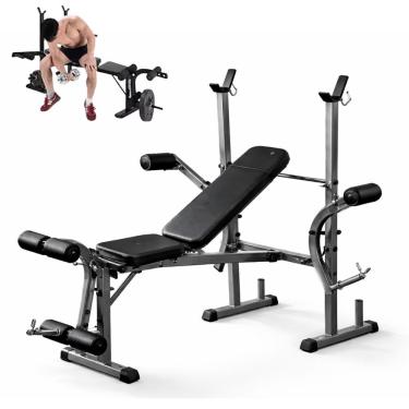 Imagem de Banco Supino Musculação Treino Em Casa Ajustável Preto Ajustável