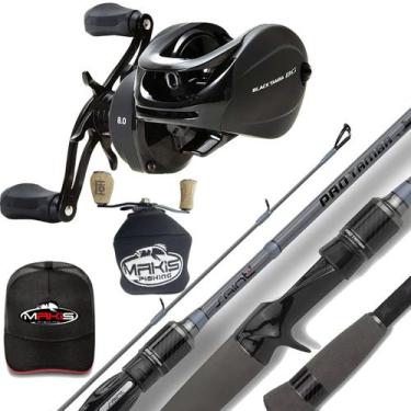 Imagem de Carretilha Black Tamba Bg Esquerdo, Vara Pro Tamba Saint, Boné preto e