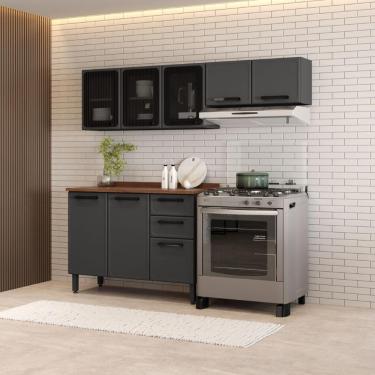 Imagem de Cozinha Compacta Aço C/ Tampo 8 Ptas 2 Gav Estilo Bertolini
