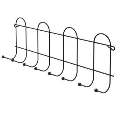 Imagem de Cabide Multiuso 8 Ganchos Suporte Utensílios Parede - Stolf, Preto