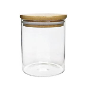Imagem de Pote hermético de vidro borossilicato e tampa em bambu 450ml - Casita