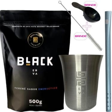Imagem de Kit Para Tereré Black Erva Mate Copo de Alumínio e Bomba Canudo de Alu
