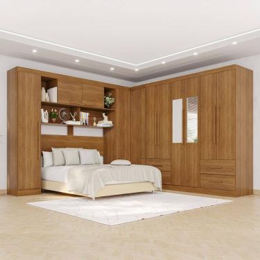Imagem de Guarda-roupa Casal Modulado com Espelho 11 Portas 4 Gavetas Alemanha Cinamomo