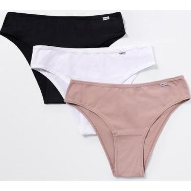 Imagem de Calcinha Del Rio Algodão Ref.51806- Kit Com 9, P, Branco, Preto, Bege