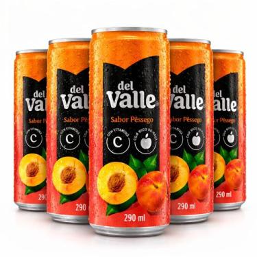 Imagem de Kit 5 Suco DEL VALLE Néctar de Pêssego Lata 290ml