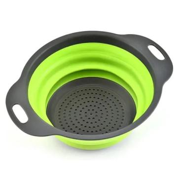 Imagem de Escorredor Retrátil de Alimentos em Silicone Verde para Macarrão Legumes Arroz e Salada...