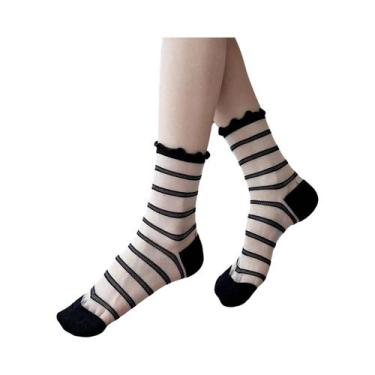 Imagem de Meias Transparentes De Verão Para Mulheres E Meninas Com Renda E Padrã