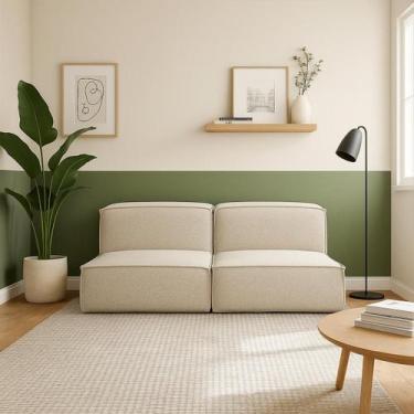 Imagem de Sofá Modular Flow 2 Lugares Inflow Bouclé Bege Linho Vem Na Caixa Comp