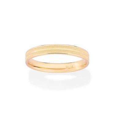 Imagem de Aliança Rommanel 3mm Com Frisos Banhado Ouro 513534 Tamanho:32Cor:Dour