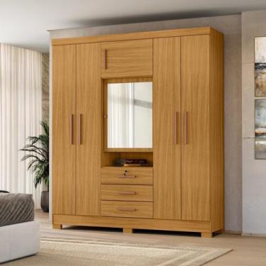 Imagem de Guarda-Roupa Capelinha 6 Portas com Espelho e 3 Gavetas com Chave Gale