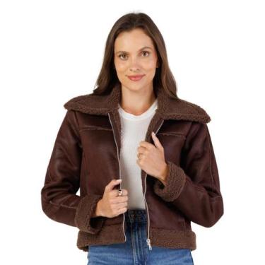 Imagem de Jaqueta Inverno Suede Forro Peluciado Elegante Moda - LINHA LEVE, Marr