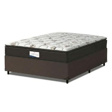 Imagem de Cama Box Colchão Casal Molas Ensacadas Granville Pillow Top 138x188x66cm Marrom / Branc...
