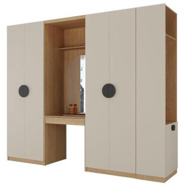 Imagem de Conjunto Modulado Infantil 4 Peças 6 Portas Cabideiro, Penteadeira com