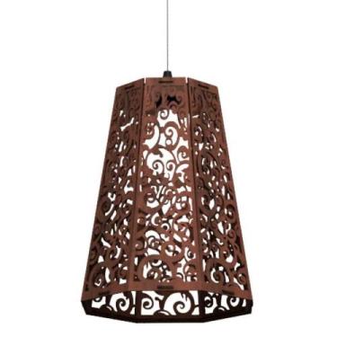 Imagem de Luminária Teto Tipo Pendente Mdf - Completa Cor: Marrom - LENOBRE