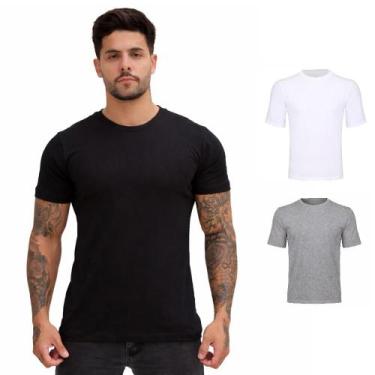Imagem de Camiseta Masculina Slim Premium Algodão Fio 30.1  Conforto para Trabal