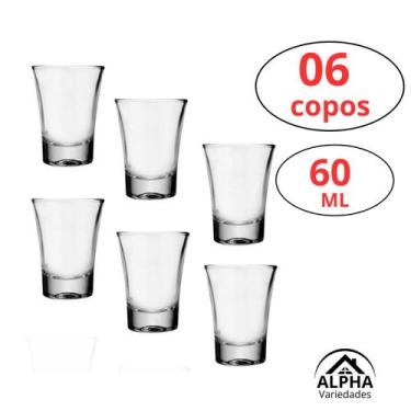 Imagem de Jogo 6 copos shot dose tequila vodka 60 ml vidro transparente - Origin