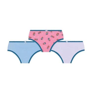 Imagem de Calcinha Lobinha Infantil Estampada 18100-089 C/3, Sortido, 1121, PP