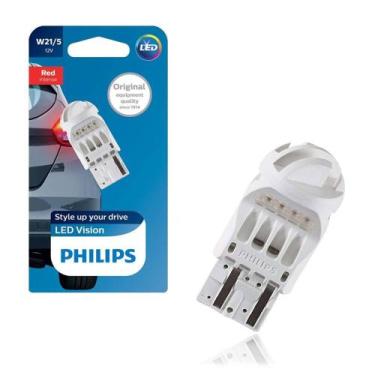 Imagem de Lâmpada LED Luz Freio W21/5 Philips LED Vision Red Intense