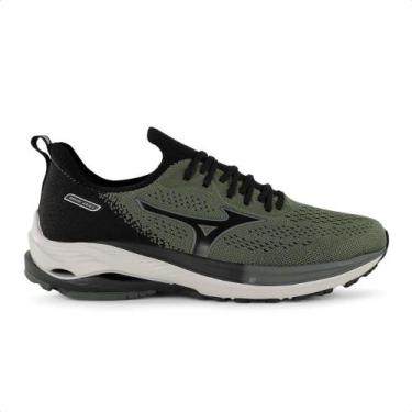 Imagem de Tênis Mizuno Wave Zest Esportivo Masculino, 38, Verde militar, Preto