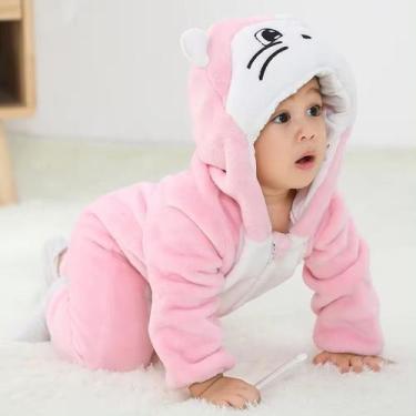 Imagem de Macacão de Frio Inverno Pijama Infantil de Bebê Urso Ursinho Gatinha R