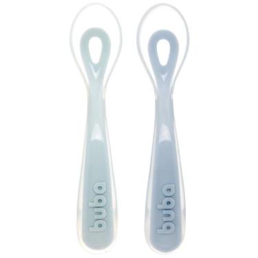Imagem de Kit 2 Colheres em Silicone Fase 2 - Azul - BUBA