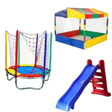 Imagem de Pula Pula Trampolim 1,40m Piscina de Bolinhas Quadrada 1,50m Escorrega
