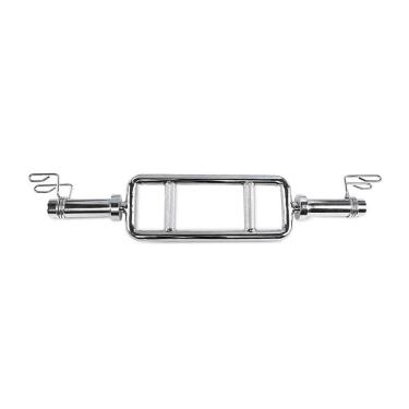 Imagem de Barra H para Musculação Cromada com Presilha Olímpica para Fortalecimento Muscular Prata Kikos