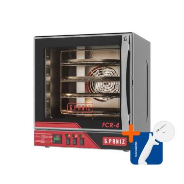 Imagem de Kit Forno Turbo Convector Rotativo Gpaniz Elétrico FCR 4 Inox 4 Bandejas Ø35cm com Cortador de Pizza 220V