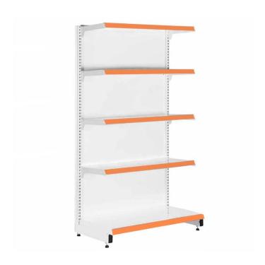 Imagem de Gôndola Prateleira para Supermercados New Plus 5 Níveis 40x30 1,70 Parede Inicial Pe Laranja Sa Gôndolas