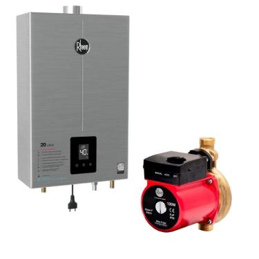 Imagem de Aquecedor Inox 20L a Gás Digital com Bomba 120W Função Inverno e Verão Rheem Bivolt