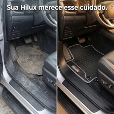 Imagem de Tapete Borracha Compatível Com Hilux 2019 2020 2021 2022 2023 2024 Proteção do Carpete e Assoalho